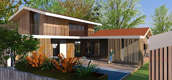 Construction maison individuelle en bois avec étude structure
